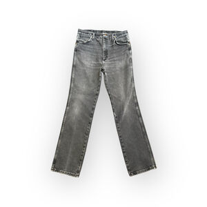 Wrangler Men’s 936BLK Black/Grey Jeans 32x32 Straight Leg Faded Distressed Hem